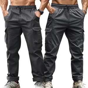 American tactical cargo joggers for men with elastic drawstring waist and side pockets