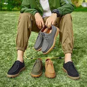 Classic men's genuine leather Wallabee shoes in retro casual outdoor work style