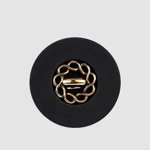 High-End Runde Knöpfe Schwarz Nylon ABS Gold Metall Inlay Gewebe Muster Dekorative Verschlüsse Für Anzug Mantel Blazer