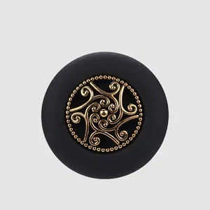 Vintage Round ABS Nylon Sewing Button High-End Gold Spiral Pattern Black Matte Shank Button For Suit Coat Overcoat DIY Craft