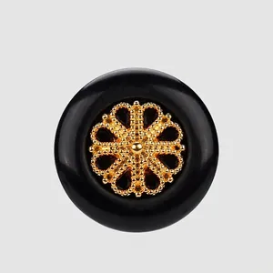 Hochwertige ABS Nylon Schwarz Gold Blumen Ösenknöpfe Runde Dekorative Knöpfe Für Mäntel Anzüge Blazer Jacken Nähzubehör
