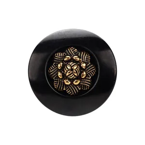 Elegant vintage black and gold decorative floral button for high-end fashion design