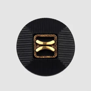 High-End Round Buttons Black Gold Striped ABS Nylon Sewing Buttons For Coat Suit Jacket Fashion Clothing Decor