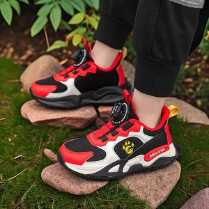Chaussures de Course en Mesh Respirant pour Garçons Baskets Daddy Rétro Avec Boucle Rotative Enfants Léger Antidérapant