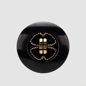 Vintage Round ABS Nylon Buttons With Gold Metal Center Symmetrical Woven Pattern High End Decorative Apparel Sewing Buttons