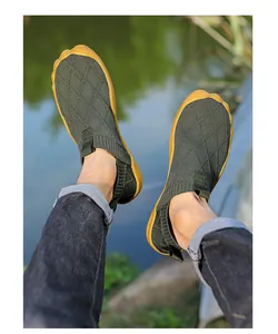 Detailed view of lightweight wide-toe barefoot shoes for outdoor hiking and running