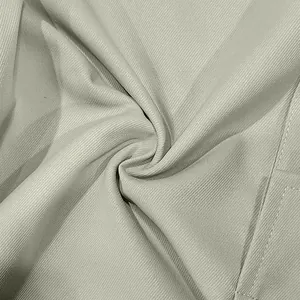 Close-up detail view of breathable light gray twill fabric texture for men cargo pants