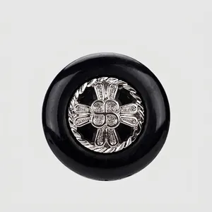 Hochwertiger Schwarzer Nylon Silber Kreuzblumen Ösenknopf Für Anzüge Mäntel Hemden Nähen Qualitativ Hochwertiges Bekleidungszubehör