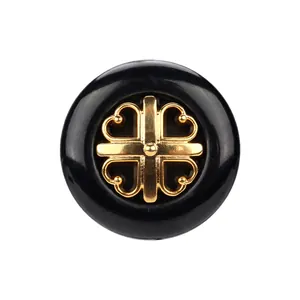 Bottone decorativo nero e oro di qualità giapponese con centro in metallo vintage