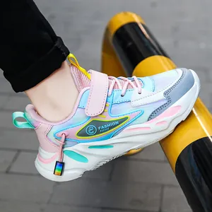 Atmungsaktive rosa und blaue Mesh-Sneaker für Mädchen von 6-12 Jahren mit Klettverschluss