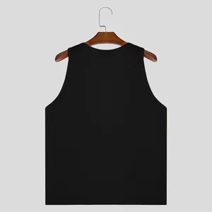 Camiseta de tirantes hombre cuello en V profundo, chaleco deportivo negro transpirable.