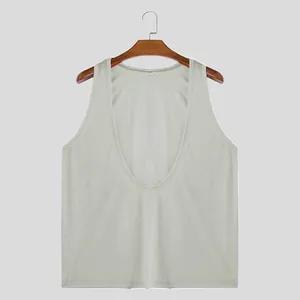 Camiseta de tirantes para hombre con cuello en V profundo en tejido traspirable gris claro