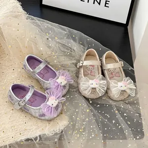 Zapatos de Princesa para Niñas Pequeñas Mary Jane Brillantes con Diamantes de Imitación y Lazo Suela Blanda para Fiesta