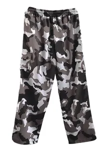 Pantalón cargo informal para hombre con estampado de camuflaje gris y cintura elástica