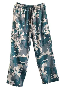 Pantalones cargo para hombre con camuflaje digital, patrón geométrico y corte holgado