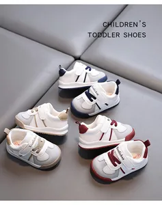 Comfortable soft-sole leather toddler walking sneakers for baby boys and girls stylish.
