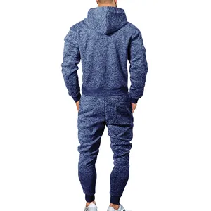 Vista trasera de chándal de forro polar catiónico pesado para hombre en azul marino