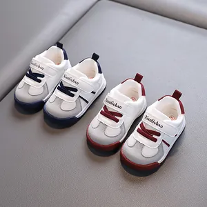 Toddler soft-soled walking shoes in German training style with velcro straps