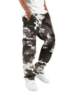 Pantalones cargo de camuflaje de corte holgado para hombre para actividades
