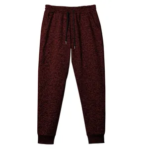 Pantalón de chándal de calidad de tejido catiónico jaspeado granate para hombre negro