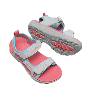 Girls' stylish pink and grey fashion beach sandals with non-slip soles for 2025 summer
