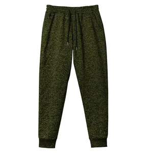 Vista detallada del pantalón jogger de forro polar jaspeado verde oliva