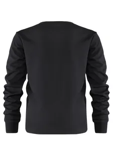 Nahaufnahme der Rückenansicht eines schwarzen Langarm-Waffelstrickshirts für Herren