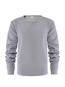 Herren Langarmshirt in Grau mit Waffelstruktur, schmale Passform und Rundhalsausschnitt