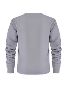 Rückansicht eines grauen, schmal geschnittenen Herren-Waffelstrick-Langarmshirts