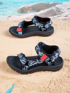 Camo pattern children's beach sandals with adjustable straps and sturdy non-slip soles
