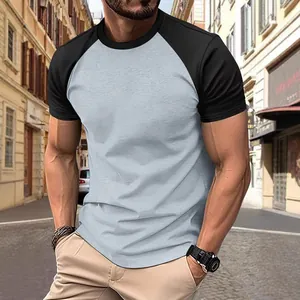 Men's Casual Sport T-Shirt Quick Dry Raglan Short Sleeve Contrast Color Crew Neck Polyester Elastane Workout Top Fitness Tee