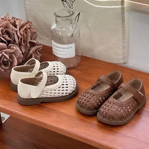 Encantadores zapatos de princesa Mary Jane trenzados para niñas con suela blanda