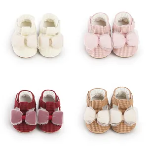 Baby Girls First Walkers Soft Sole Bow Decor Infant Shoes Breathable Cotton Toddler Walking Shoes For Newborn Spring Autumn