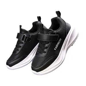 Chaussures de sport légères pour garçons en noir et blanc avec bandes velcro durables