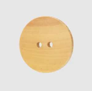 High-quality natural poplar wood button featuring a two-hole round minimalist design