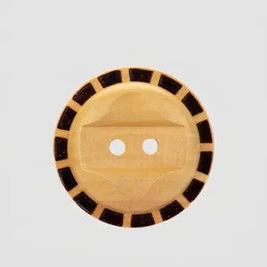 Natural Poplar Wood Buttons Round 2-Hole Branded Dashed Line Design Decorative Wood Fastener For Apparel DIY Sewing Crafts