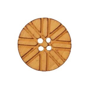 Bouton en bois de peuplier naturel avec motif radial raffiné pour vêtements haut de gamme