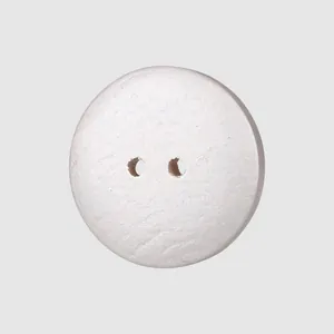 Elegant white pearlescent natural poplar wood button with two holes for high-end clothes