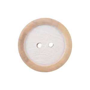 Premium natural poplar wood two-hole round button for elegant high-end apparel