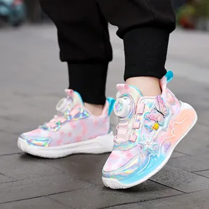 Stylish girls holographic butterfly sneakers breathable mesh athletic shoes for toddlers
