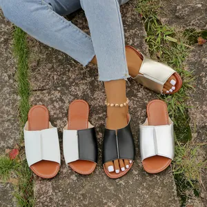 Sommer 2025 Damen Mikrofaser Einsteg-Pantoletten Leichte Rutschfeste Gummisohle Casual Flache Sandalen Strand Flip Flops Für Damen