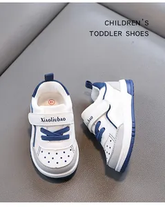 Breathable blue and white toddler sneakers with soft soles for little kids