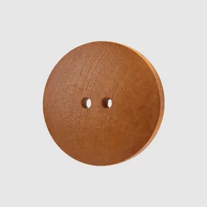 Bouton rond en bois de peuplier naturel brun avec deux trous pour la couture et le DIY