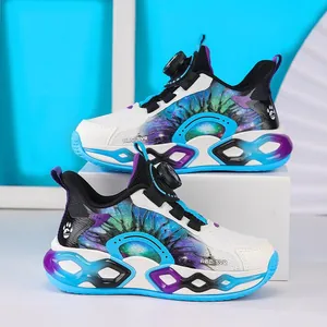 Nuove Scarpe Sportive per Bambini Con Fibbia Rotante Scarpe da Corsa per Ragazzi Traspiranti Antiscivolo Resistenti All'usura Suola Spessa