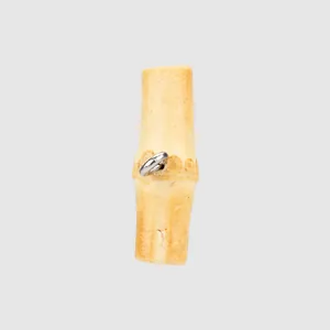 Natural bamboo toggle button with silver metal loop for elegant Chinese style clothing