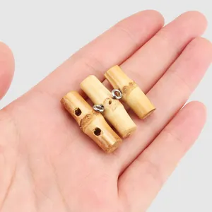 Set of three handcrafted natural bamboo toggle buttons for authentic Chinese style clothing
