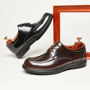 Zapatos Derby clásicos de charol brillante para hombre, ideales para oficina y eventos
