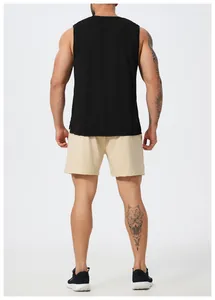 Detailed back view of a men's black quick-dry sleeveless athletic training tank top