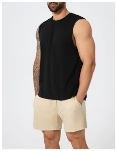 Men's athletic quick-dry sleeveless tank top with mesh shorts set for gym and running