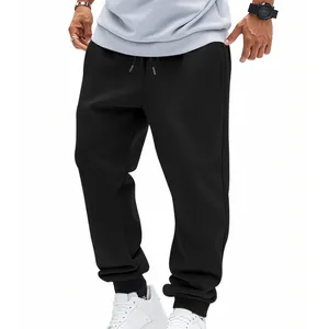 Classic black men's athletic jogger sweatpants with drawstring waist for gym training.